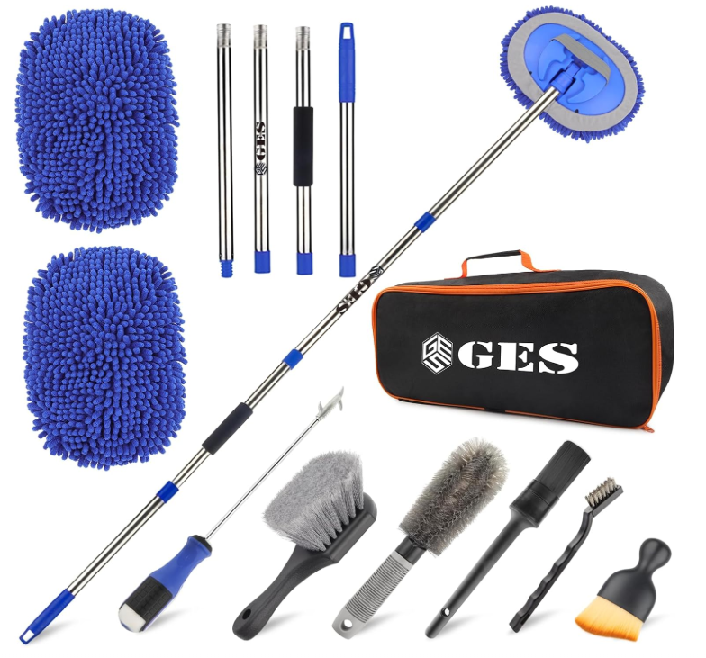 Car Wash Mop with Long Handle, Car Wash Brush with Telescoping Handle 