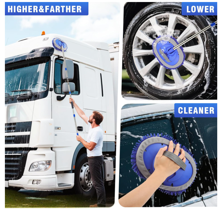 Car Wash Mop with Long Handle, Car Wash Brush with Telescoping Handle 
