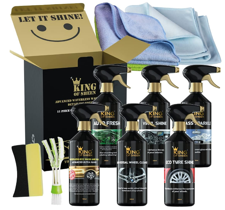 King of Sheen Waterless 11 Piece Car Cleaning Kit 